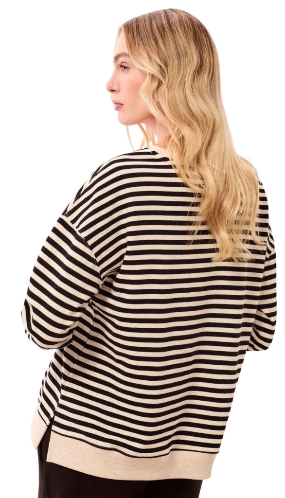 Long Sleeve Crew Neck Top With Combo