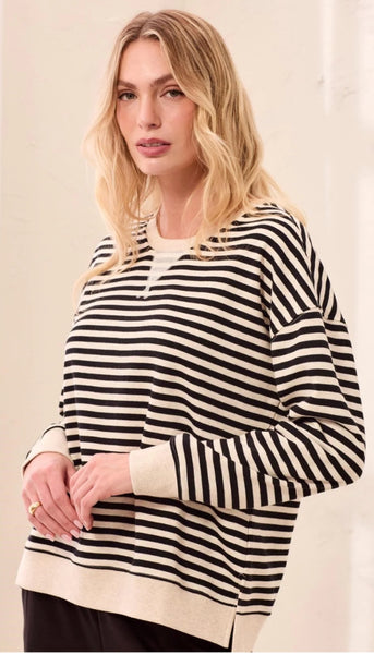 Long Sleeve Crew Neck Top With Combo