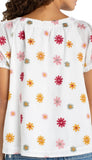 Short Sleeve Tie Neck Woven Top