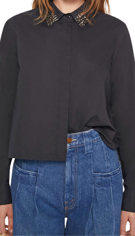 Metallic Stripe Shirttail Top