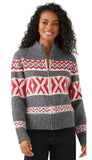 Mock Neck Jacquard Zip Sweater