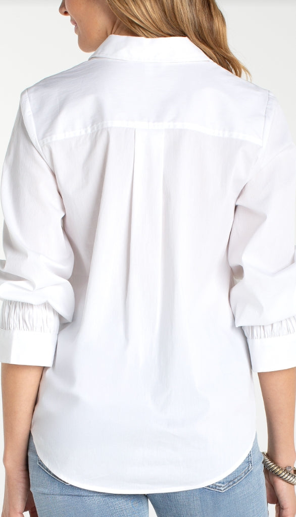 Adjustable Sleeve Button Front Top