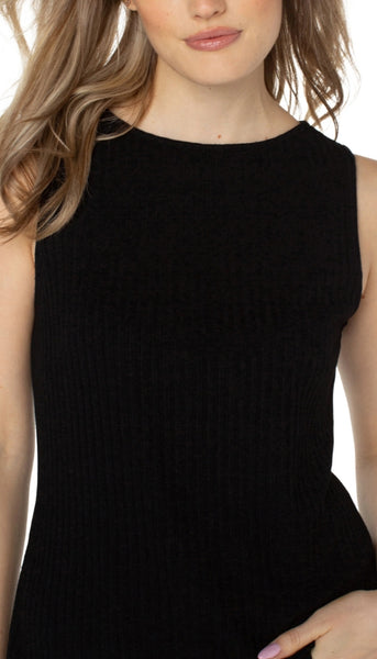 Sleeveless Boat Neck Rib Knit Top