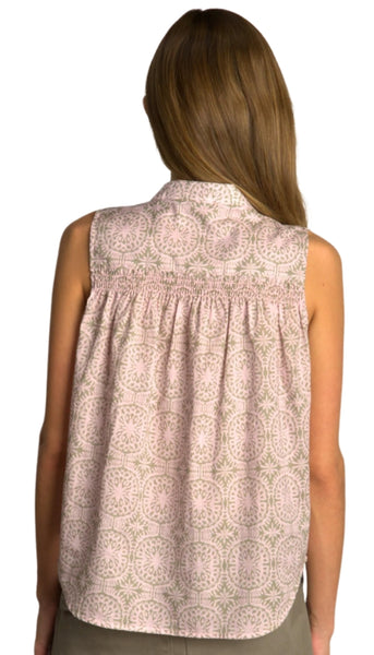 Sara Sleeveless Button Up
