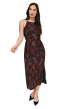 Pleated Midi Dress With Side Slit