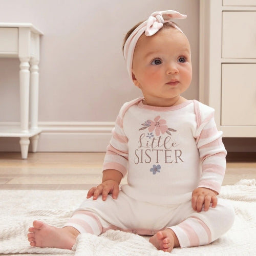 Baby Girl's Little Sister Romp 0-3M and Newborn