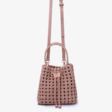 Perrie Bucket Mini Woven Square Tote - Light Tan