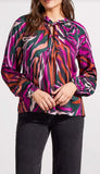 Raglan Long Sleeve Blouse with Pleat Detail