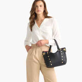 Daniel Medium Black Bag, Red Zip