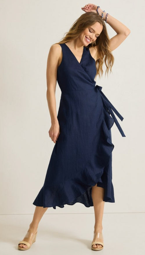 Coastalina Sleeveless Wrap Midi Dress