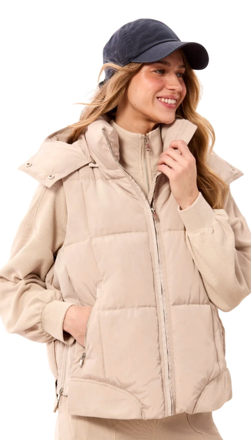 Quilted Vest With Removable Hood