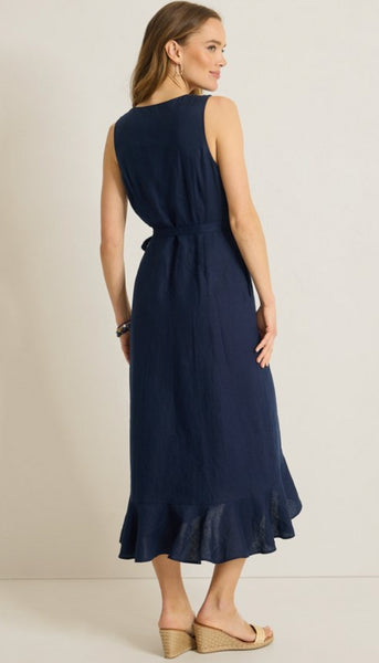 Coastalina Sleeveless Wrap Midi Dress