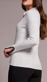 Long Sleeve Polo Sweater With Blanket Stitch Collar
