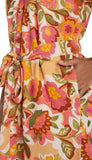 Short Sleeve Shirred Button Front Dress
