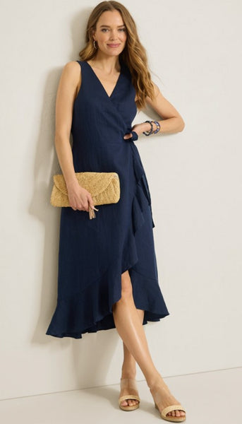 Coastalina Sleeveless Wrap Midi Dress