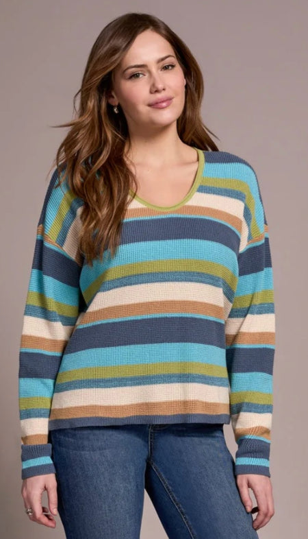 Grey Mix Ground Intarsia Rib Sweater
