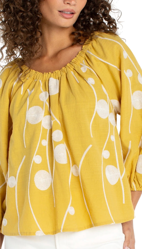 3/4 Sleeve Woven Top