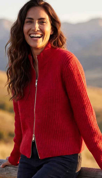 Mock Neck Two Way Zip Sweater