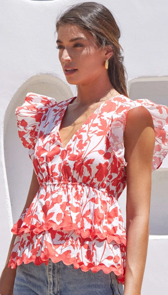 Sena Ruffled Peplum Top