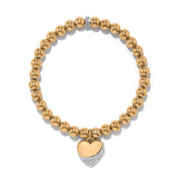 Meridian Petite Wave Heart Stretch Bracelet - Gold