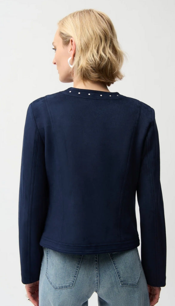 Faux Suede Jacket with Hook & Eye Closure