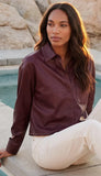 Faux Leather Button Up Shirt