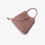 Perrie Bucket Mini Woven Square Tote - Light Tan