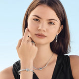 Interlok Single Knot Silver Drop Earrings