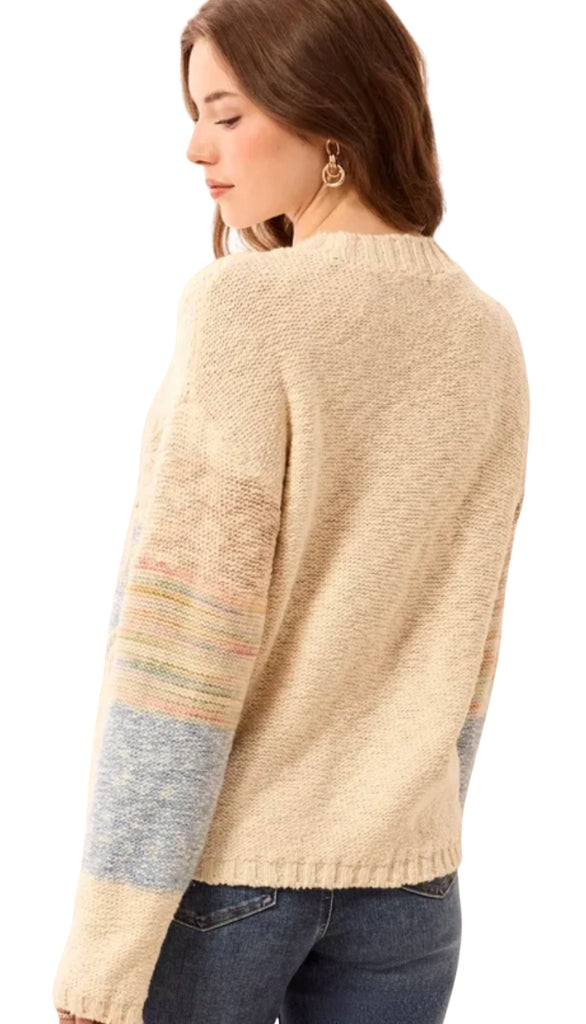 Long Sleeve Crew Neck Sweater With Embroidered Detail