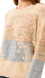 Long Sleeve Crew Neck Sweater With Embroidered Detail