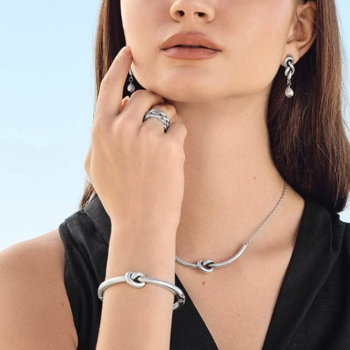 Interlok Single Knot Silver Drop Earrings