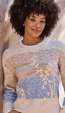 Long Sleeve Crew Neck Sweater With Embroidered Detail