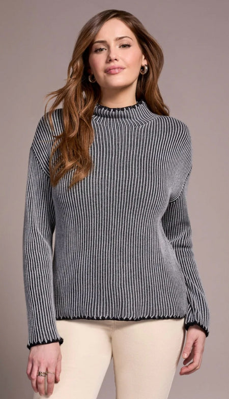 Grey Mix Ground Intarsia Rib Sweater