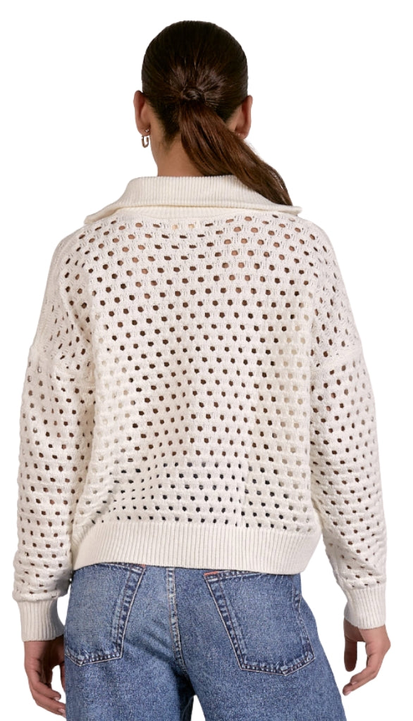 1/2 Zip Open Knit Sweater