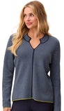 Long Sleeve Split Neck Sweater With Piping