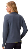 Long Sleeve Split Neck Sweater With Piping