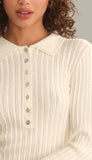 Tabitha Crochet Collar Long Sleeve Henley