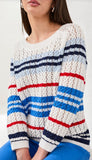 3/4 Sleeve Crew Neck Sweater With Cable