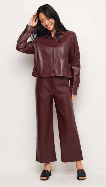 Faux Leather Button Up Shirt