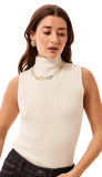 Sleeveless Funnel Neck Sweater