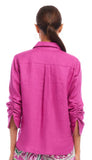 Linen Ruched Sleeve Shirt