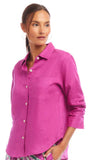 Linen Ruched Sleeve Shirt