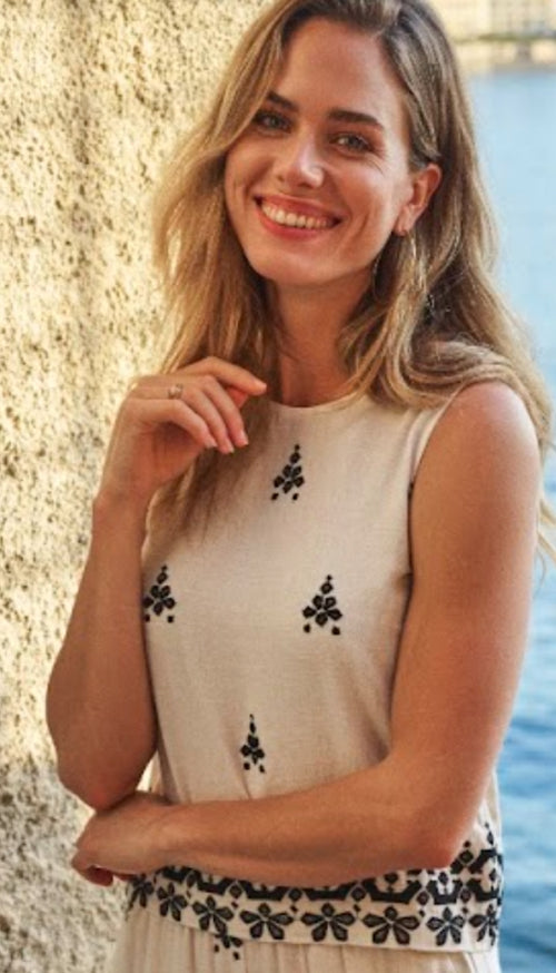 Sleeveless Embroidered Top
