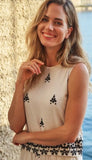 Sleeveless Embroidered Top