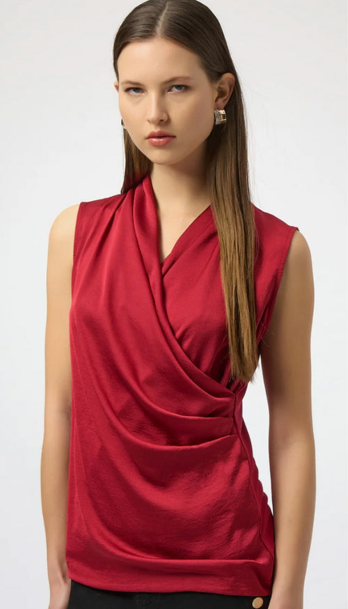 Satin & Silky Sleevless Wrap Top