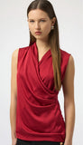 Satin & Silky Sleevless Wrap Top