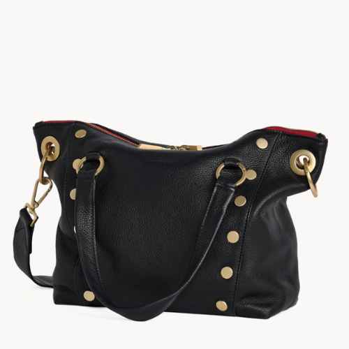 Daniel Medium Black Bag, Red Zip