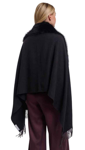 Faux Fur Cape With Fringe