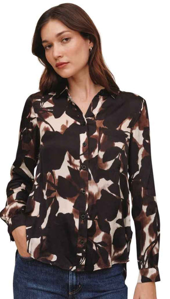 Long Sleeve Round Hem Button Down