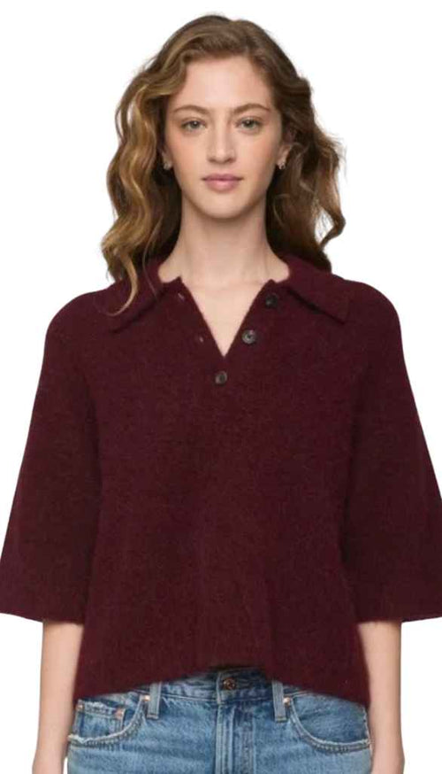 Nadya Alpaca Blend Boxy Polo Short Sleeve